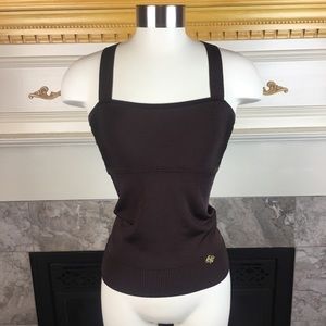 New Bebe XS Ribbed Criss Cross Back Stretch Top